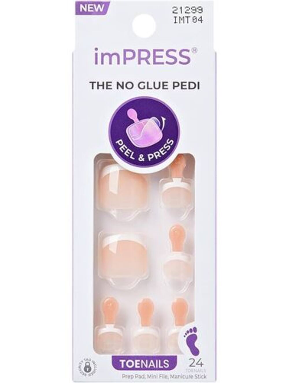 Kiss Impress Press On Toenails French Blanc Chic